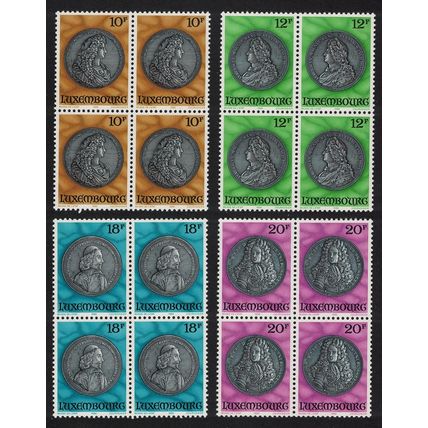 Luxembourg Portrait Medals in State Museum 4v Blocks of 4 1986 MNH