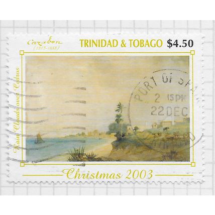TRINIDAD & TOBAGO 2003 CHRISTMAS XMAS PAINTING CAZABAN ARTIST $4.50 USED ROLLER