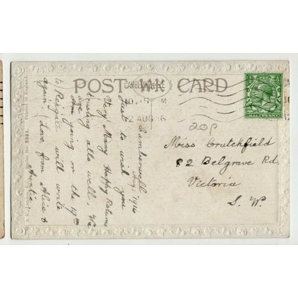 All Happiness on your Birthday with Flowers + 1916 CAMBERWELL Machine Postmark