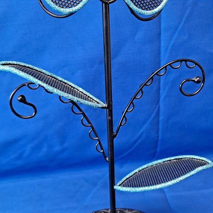 Metal BUTTERFLY EARRING Tree Jewelry Holder Ring/Bracelet Tray Pink Stand 12 7/8