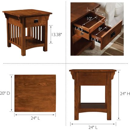 Leick Home 8222-SC Mission Impeccable End Table with Locking Secret Compartment,