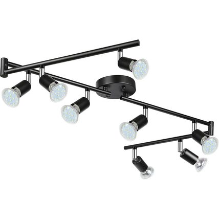 Unicozin LED 8 Light Track Lighting Kit, Black 8 Way Ceiling Spot Lighting, Flex