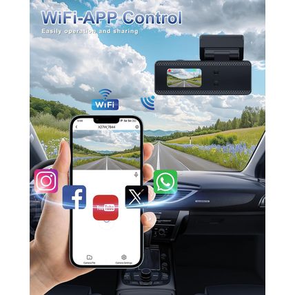 4K Dash Cam Front and Rear, Wifi Dash Cam with 64GB Card, 4K+1080P Dash Camera f