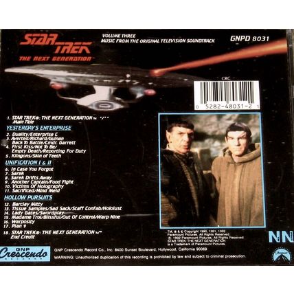 STAR TREK The Next Generation Volume 3 Dennis McCarthy soundtrack CD