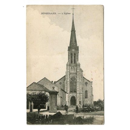 Postcard WW1 Belgium Senzeilles church British soldier 1918 FPO54 54 Division