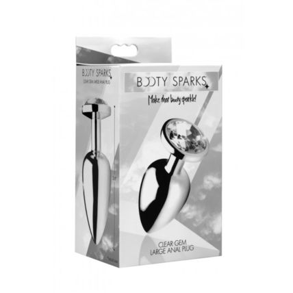 Clear Gem Anal Plug Large Metal Jewel Aluminium Booty Sparks Ass Butt Play Huge!