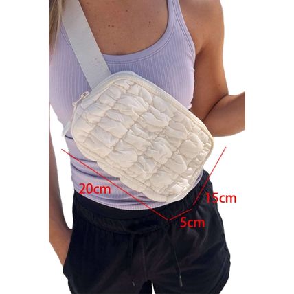 White Quilted Puffer Belt Bag Fanny Pack