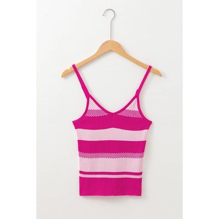 Red Stripe Spaghetti Strap V Neck Sweater Vest