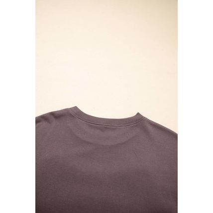 Dark Khaki Contrast Terry Bow Pattern Drop Shoulder Sweatshirt