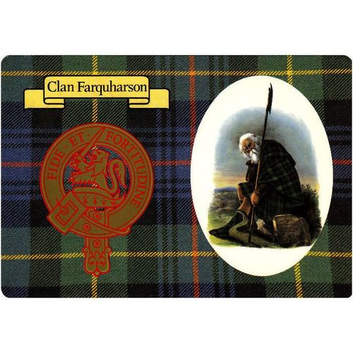 Colour Postcard - Clan Farquharson Badge & Tartan