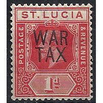 St Lucia 1916 SG89 1d Scarlet WAR TAX Mounted Mint .. .