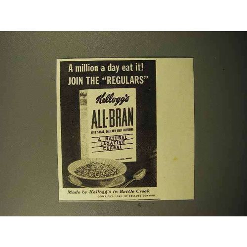 1940 Kellogg's All-Bran Cereal Ad, Million A Day Eat It