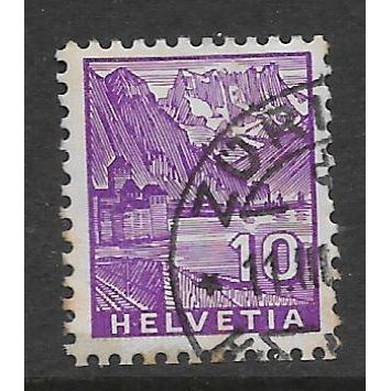 SWITZERLAND 1934 LANDSCAPES 10c MAUVE CHILLON CASTLE SG 352 FINE USED#