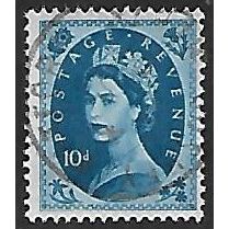 SG 552: 10d. Prussian blue Defin.: Queen Elizabeth II, wmk. St. Edward's Crown