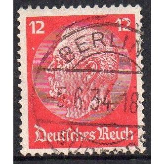 Germany 1934 Paul von Hindenburg Vermillion 12Pfg Used (W/mark Swastikas)