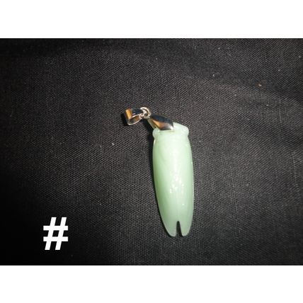 Beautiful manmade light green jade cicada pendant black cotton necklace