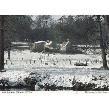 Grand Union Canal in Hertfordshire at Christmas Winter Postcard