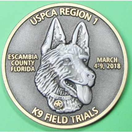 Escambia County, FL K-9 Field Trials. Challenge Coin. 2". 46b.