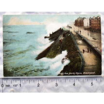 vintage postcard Rough Sea, North Shore, Blackpool