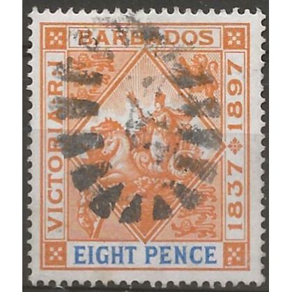 Barbados 1897 SG122 8d Orange & Ultra Diamond Jubilee Good/Fine Used ..