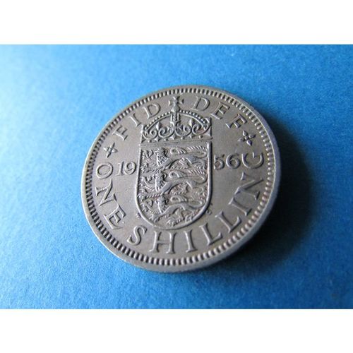 1956 QUEEN ELIZABETH II ENGLISH SHIELD ONE SHILLING - COIN - 4 FREE POST. P