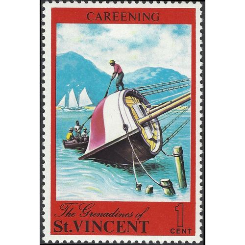 GRENADINES, SHIP, Careening, red 1971, 1c