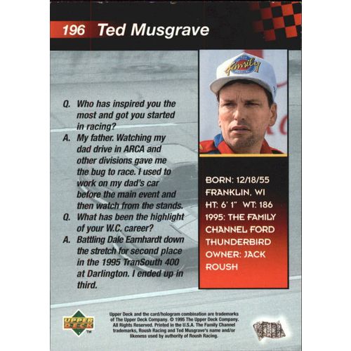 1995 Upper Deck Ted Musgrave Electric-Silver #196