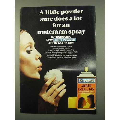 1972 Arrid Extra Dry Anti-Perspirant Spray Ad