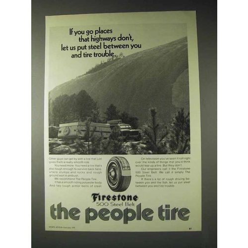 1973 Firestone 500 Steel Belt Tire Ad - Go Places