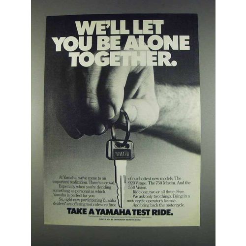 1982 Yamaha Motorcycles Ad - We'll Let You Be Alone
