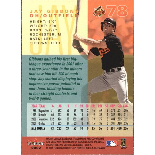 2002 Ultra Baseball Jay Gibbons #78