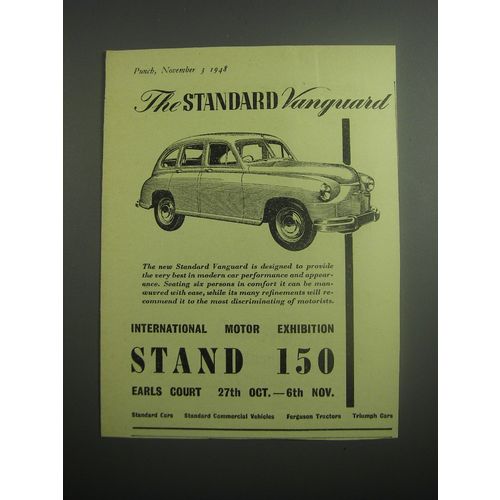 1948 Standard Vanguard Car Ad - International motor exhibition stand 150