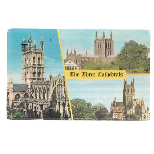 GLOUCESTER, worcester, hereford CATHEDRAL. used vintage postcard 1978 postmark =