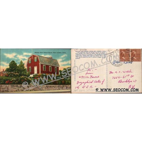 CT New London Postcard Nathan Hale School House ct_box4~2059