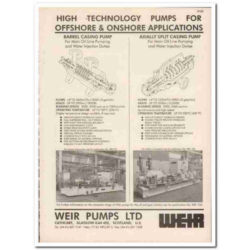 Weir Pumps Ltd 1993 Vintage Catalog Oil Offshore Onshore Applications