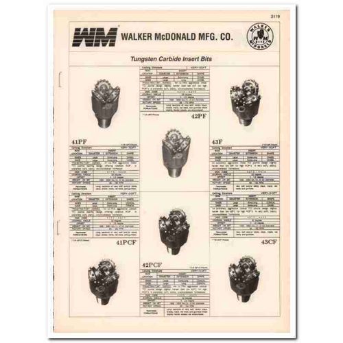 Walker McDonald Mfg Company 1993 Vintage Catalog Oil Carbide Bits