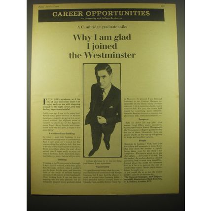 1966 Westminster Bank Ad - Career Opportunities for University and College