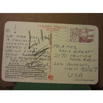 CENTRAL LIBRARY, NATIONAL UNIVERSITY, MEXICO used postcard. 1974 pm =