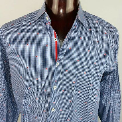Bugatchi Uomo Classic Fit Dress Shirt Flip Cuffs Blue Striped