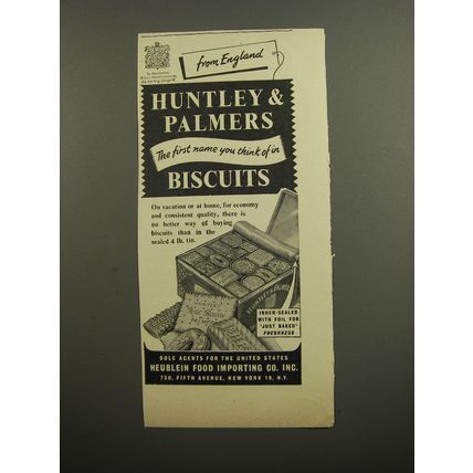 1952 Huntley & Palmers Biscuits Ad - From England