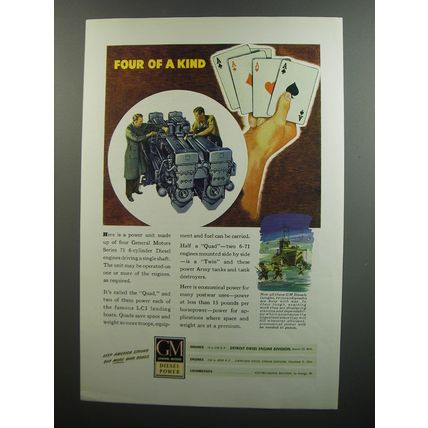 1945 GM General Motors Series 71 Diesel Engine Ad - Four of a Kind
