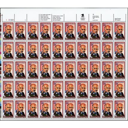 William Edward Burghardt Du Bois Sheet of Fifty 29 Cent Stamps Scott 2617