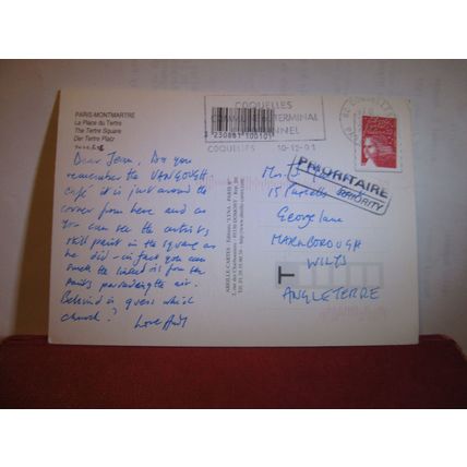 THE TERTRE SQUARE, MONTMARTRE, PARIS, FRANCE. used postcard 2001 pm #