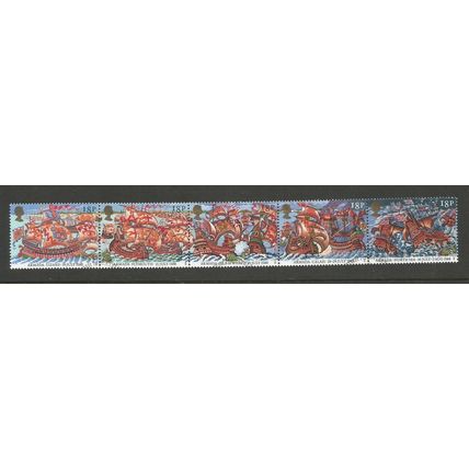 GB 1988 400th Anniversary of Spanish Armada Used Strip Of 5 SG 1400a