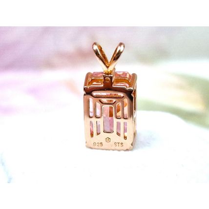 8ct Pink Cubic Zirconia Radiant Cut Pendant 14k Rose Gold Overlay 925 Silver