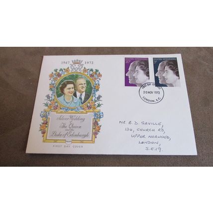 Philart 1972 GB FDC Cover - Queen & Prince Phillip Royal Wedding Anniversary