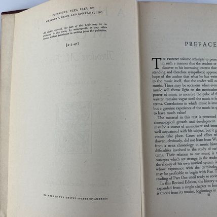 A History of Music: Revised Edition Hardcover 1947 by Theodore M Finney