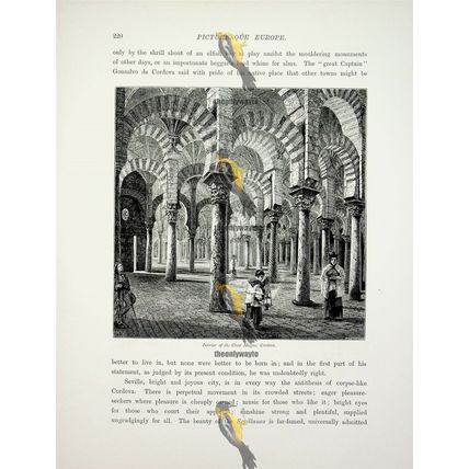 Great Mosque, Interior, Cordova (Cordoba), Spain, Book Illustration, c1875