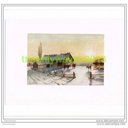 BACK COUNTRY FARMYARD, WINTER, Book Illustration, 1907