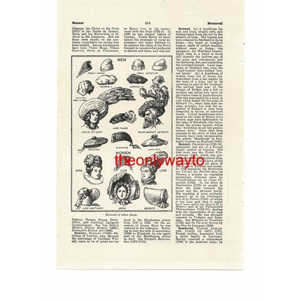 Bonnets For Men & Women, Historical Fashion, Book Illustration (Print), c1907